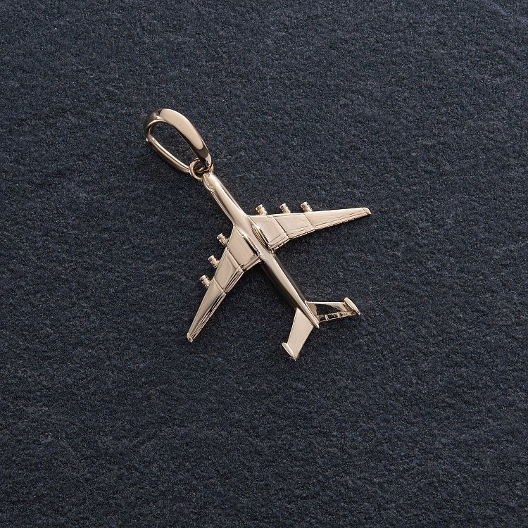Кулон "Літак" у жовтому золоті п03862 від ювелірного магазину Онікс - 1
