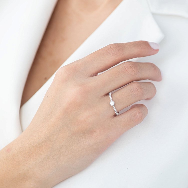 Заручальна золота каблучка з діамантами JR99581 від ювелірного магазину Онікс - 4