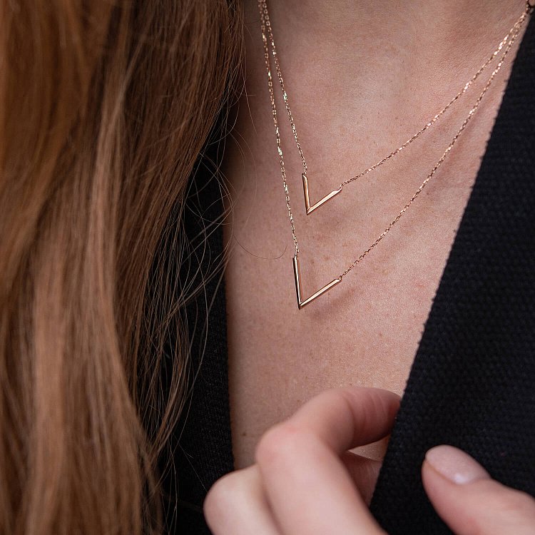 Подвійне кольє "Особливе" у червоному золоті кол02116 від ювелірного магазину Онікс - 2