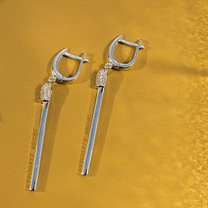 Золоті сережки "Сірники" (фіаніт) с06280 №9