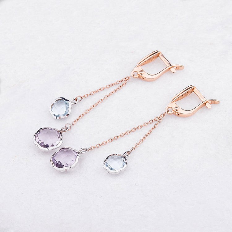 Золоті сережки з натуральними каменями с03251 від ювелірного магазину Онікс - 3