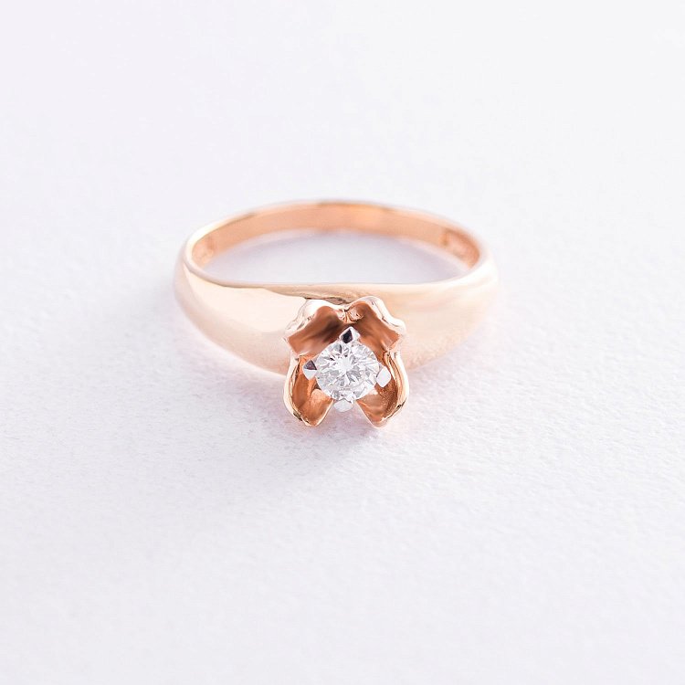 Золота каблучка "Квіточка" з діамантом кб0076 від ювелірного магазину Онікс - 2