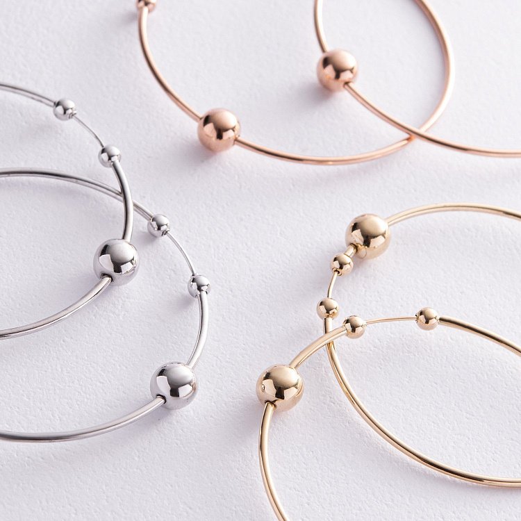 Серьги - кольца Гармония в желтом золоте с06691 от ювелирного магазина Оникс - 5