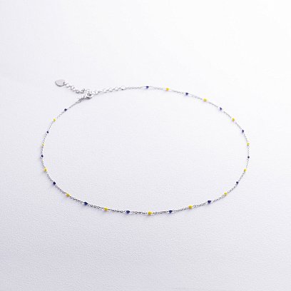 Колье в серебре (синяя и желтая эмаль) 181270 №3