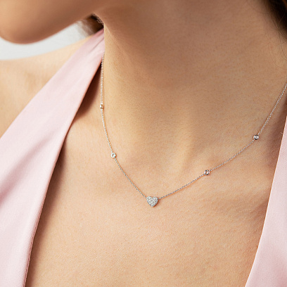 Золоте кольє "Сердечко" з діамантами колб0203ri №2