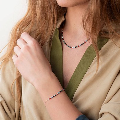 Срібний браслет "Різнобарвний" (фіаніти) 141539 №2