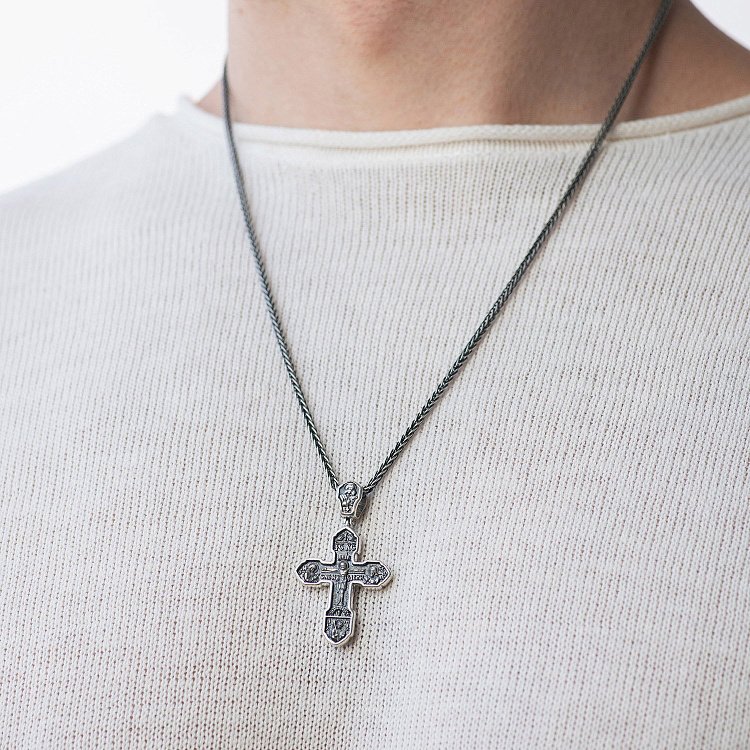 Православний хрест "Розп'яття Христове з деісусом. Ангел Хранитель. Образ Пресвятої Богородиці "Казанська" (чорніння) 132858 від ювелірного магазину Онікс - 1