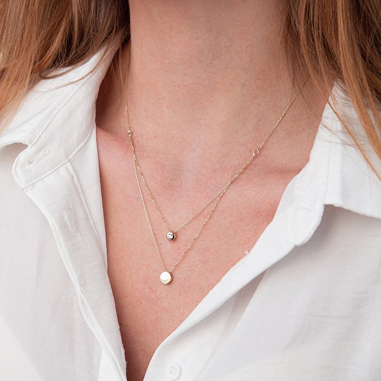 Кольє "Маленьке коло" з одним фіанітом (жовте золото) кол01563 від ювелірного магазину Онікс