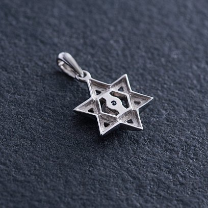 Золотая подвеска "Звезда Давида" (фианит) п03887 №3
