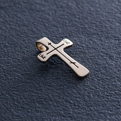 Крестик в желтом золоте (чернение) п03875 №8