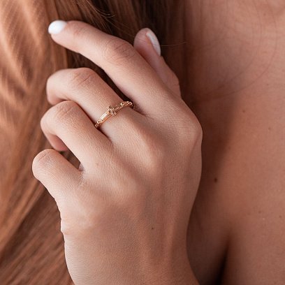 Золотое католическое кольцо "Розарий" к01655 №2