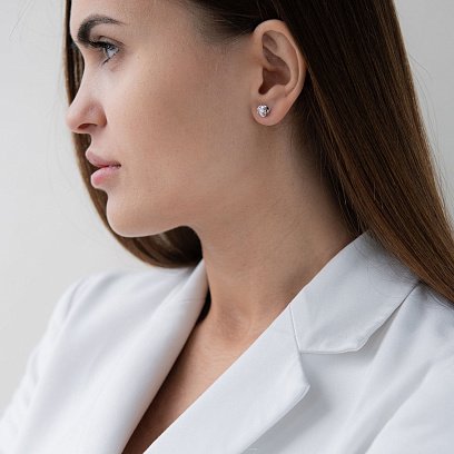 Золоті сережки-пусети (фіаніти) с01928 №2