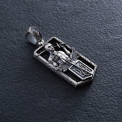 Срібний кулон "Український козак. Отче наш" (ебенове дерево) 1178 №2