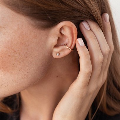 Сережка - каффа в червоному золоті с07973 №4