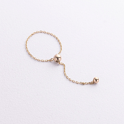 Каблучка "Кулька на ланцюжку" у жовтому золоті к08111