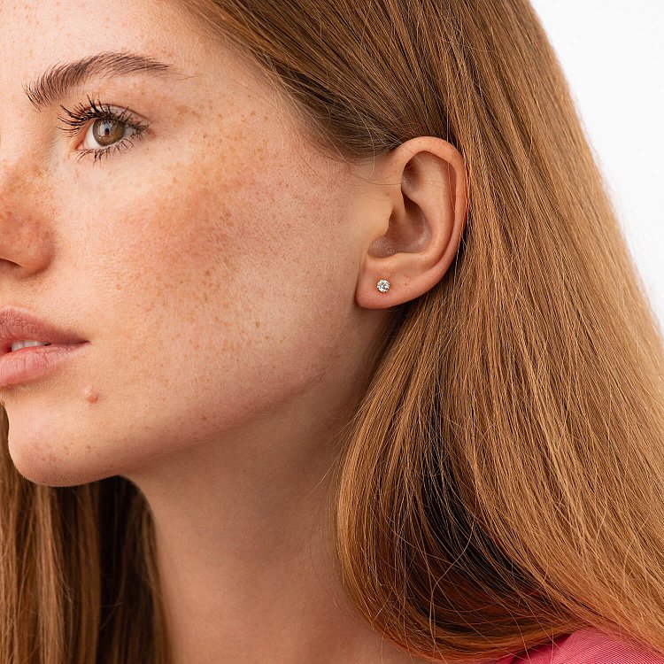 Моносережка з фіанітом (жовте золото) с09148 від ювелірного магазину Онікс - 3