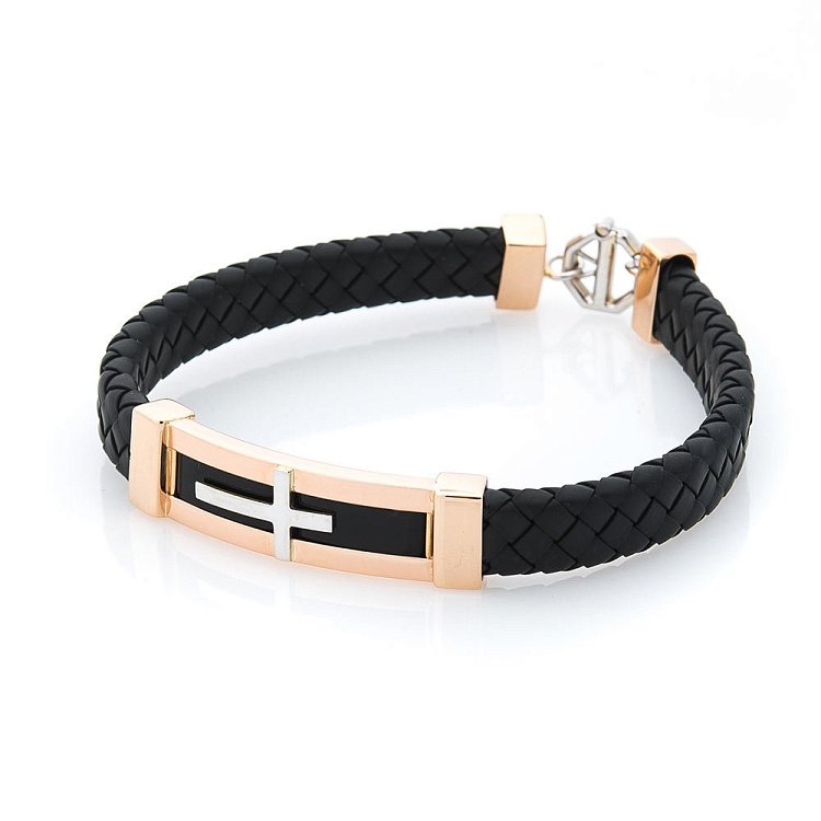 Каучуковий браслет із золотою застібкою (онікс) б03206 від ювелірного магазину Онікс