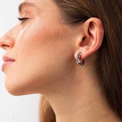 Серьги - кольца "Selesta" в белом золоте mini с09565 №4