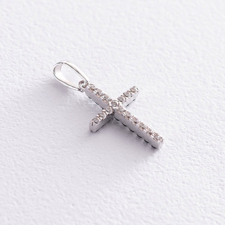 Золотий хрестик з чорними і білими фіанітами п03159 від ювелірного магазину Онікс - 2