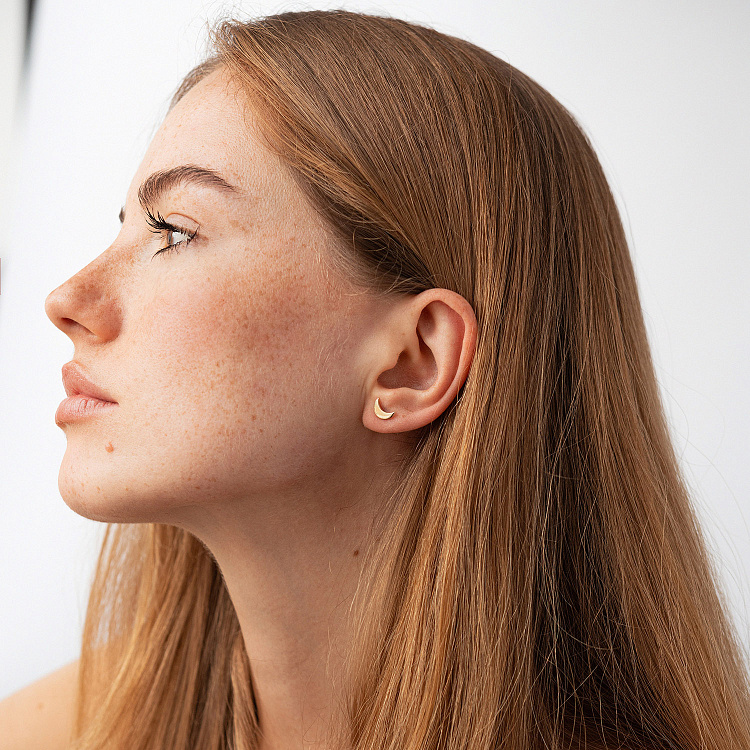 Сережки - пусети "Місяць" (жовте золото) с09239 від ювелірного магазину Онікс - 4