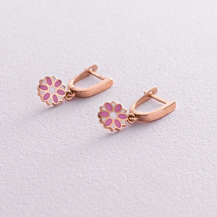 Детские золотые серьги "Цветочек" с04796р от ювелирного магазина Оникс