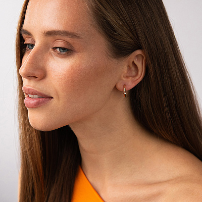 Сережки - кільця "Bamboo" у червоному золоті с09141 №4