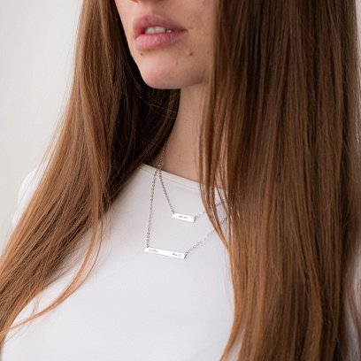 Серебряное двойное колье для гравировки 18999 №8