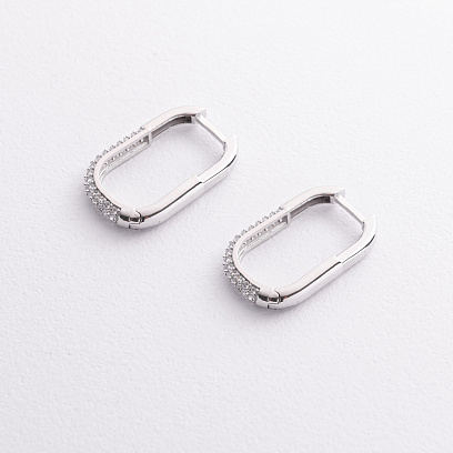 Золотые серьги с белыми фианитами  с09503 №3