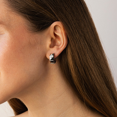 Сережки - кільця "Claire" у білому золоті с09379 №2