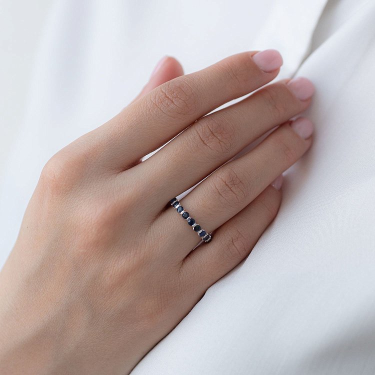 Золота каблучка з сапфірами кб0263ar від ювелірного магазину Онікс - 1