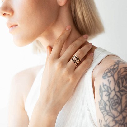 Кольцо в красном золоте (фианиты) к07042 №6