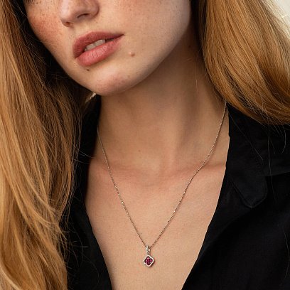 Золотий кулон "Конюшина" (діаманти, рубіни) пб0323cha №4