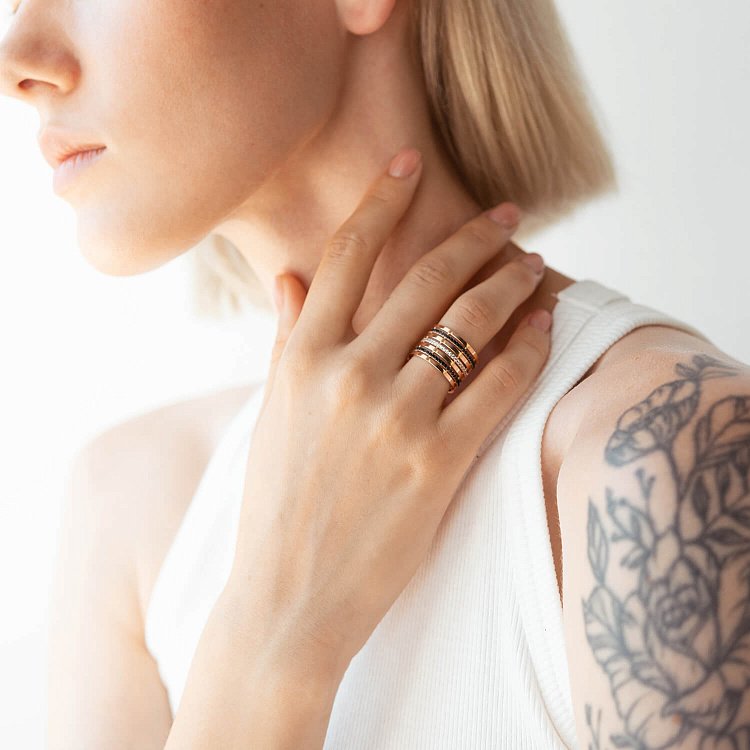 Кольцо в красном золоте (фианиты) к07042 от ювелирного магазина Оникс - 5