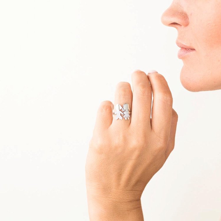 Золота каблучка "Хлопчик і дівчинка" (фіаніти) к05865 від ювелірного магазину Онікс - 1