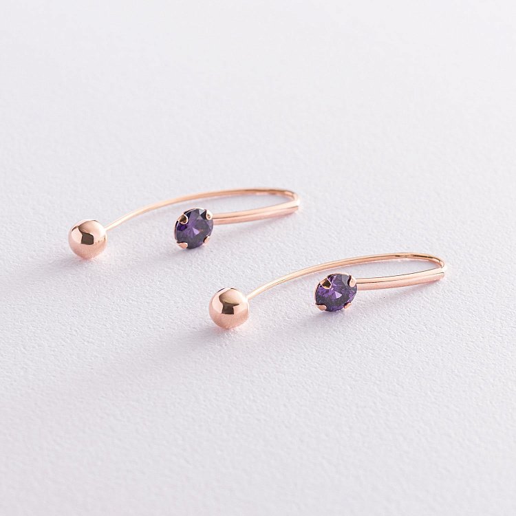 Золоті сережки "Натхнення" з фіанітами с07041 від ювелірного магазину Онікс