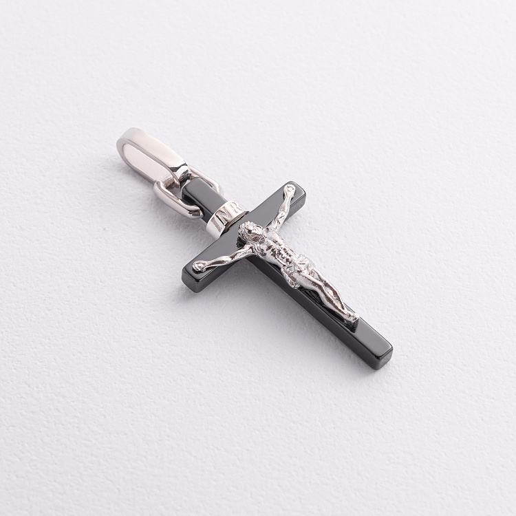 Крестик "Распятие. INRI" (керамика, серебро) 1785ч от ювелирного магазина Оникс
