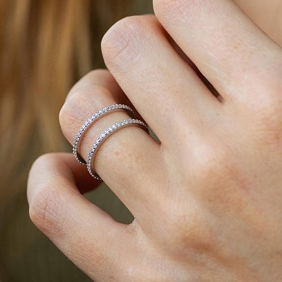 Двойное серебряное кольцо с фианитами OR106010 №4