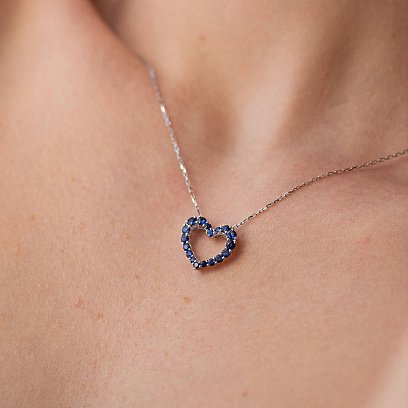 Золотой кулон "Сердечко" с сапфирами пб0297nl №4