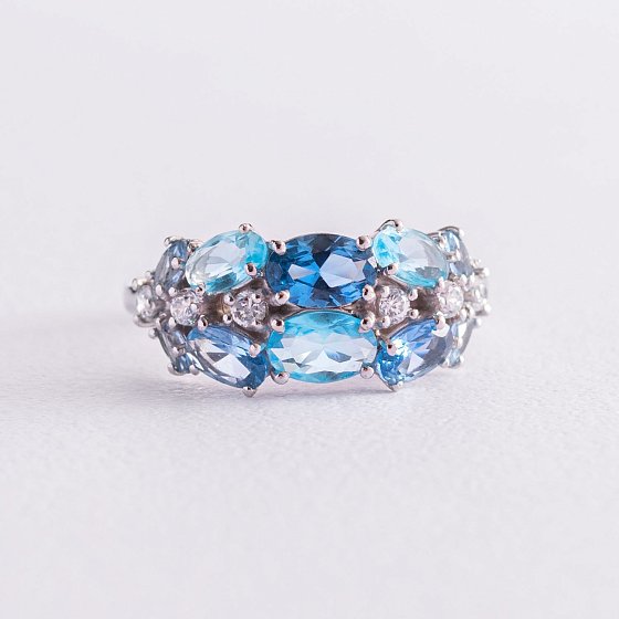 Серебряное кольцо с кварцом и фианитами 1370/1р-QLBQS №4