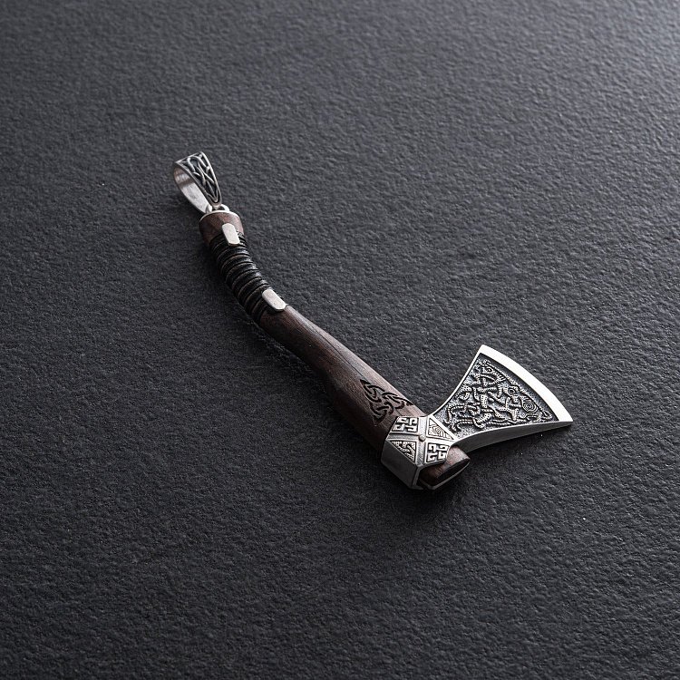 Серебряный кулон "Топор" с деревом кокоболо 7045топ от ювелирного магазина Оникс - 5