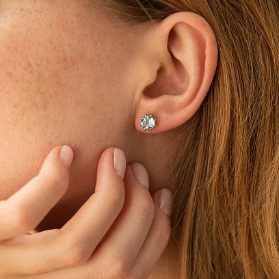 Золотые серьги-пусеты (топаз) с06604 №2