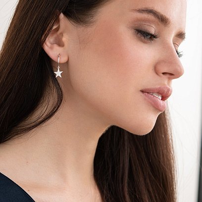 Серебряные серьги - пусеты "Звездочки" 123023 №5