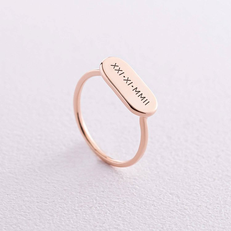 Каблучка в червоному золоті (можливе гравіювання) к07134 від ювелірного магазину Онікс - 2