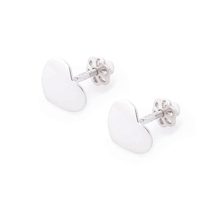 Серебряные серьги-пусеты "Сердца" 121615 от ювелирного магазина Оникс - 2