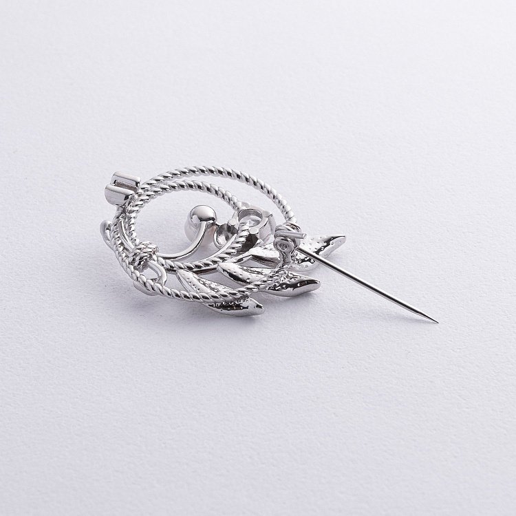 Срібна брошка з перлиною і фіанітом 16152 від ювелірного магазину Онікс - 2