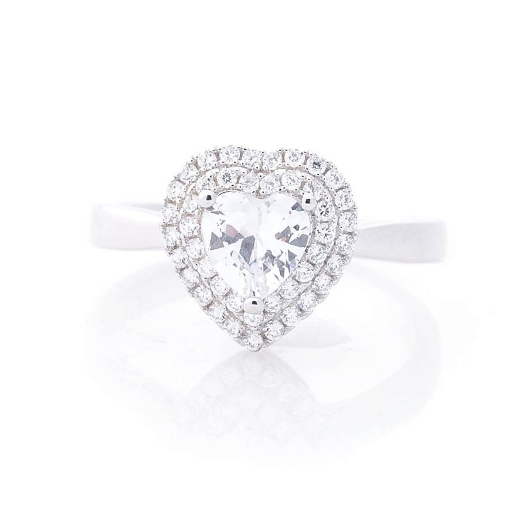 Срібний перстень "Сердечко" з фіанітами 112107 від ювелірного магазину Онікс - 2