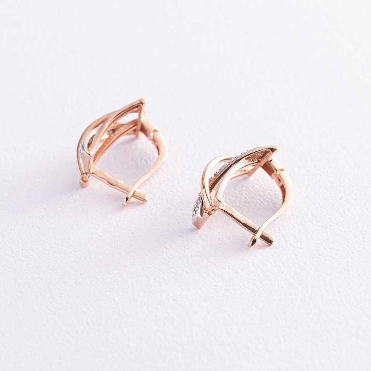 Золотые серьги с фианитами с05716 от ювелирного магазина Оникс - 3