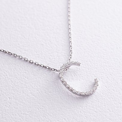 Золотое колье с буквой "С" с бриллиантами 133611121 №4