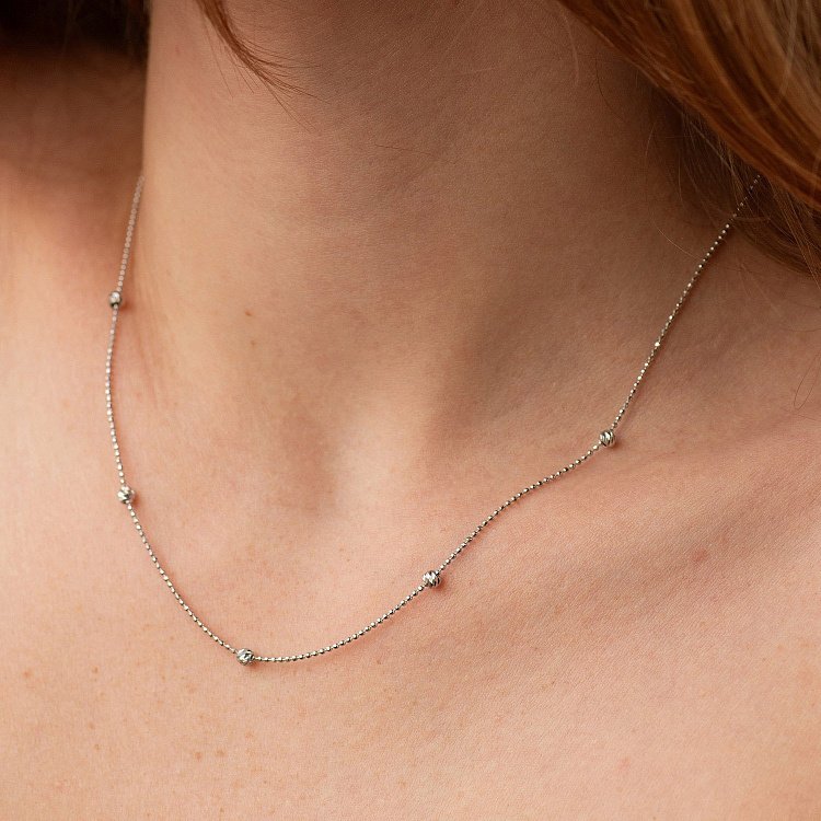 Кольє "Кульки" у білому золоті кол02451 від ювелірного магазину Онікс - 3