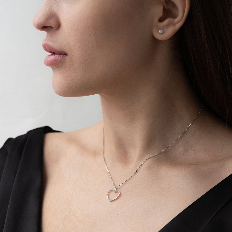 Золотой кулон "Сердце" (бриллианты) пб0221y от ювелирного магазина Оникс - 1